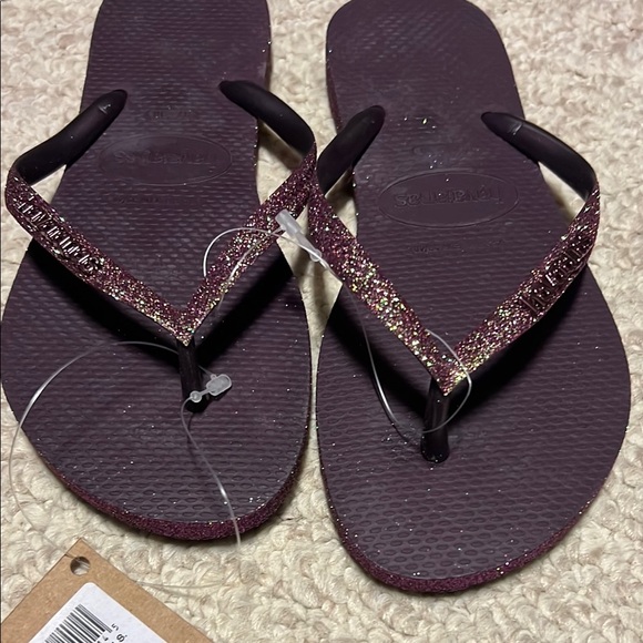 Havaianas Women's Purple glitter Flip Flops 37 38 7.5 - Picture 6 of 7